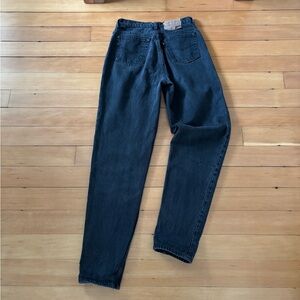 Vintage Levi’s 501 for women washed black six button fly long inseam made in CA